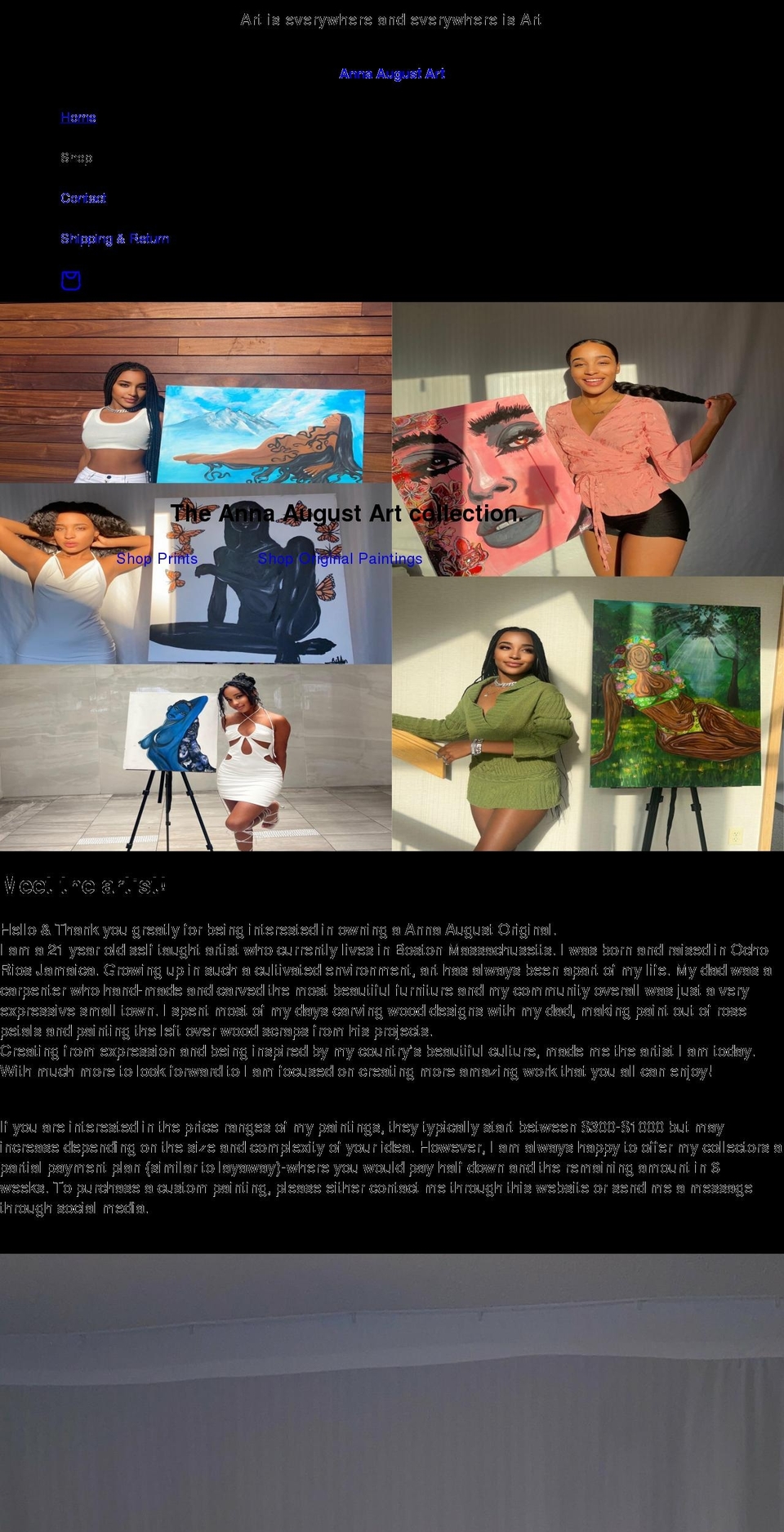 annaaugustart.com shopify website screenshot