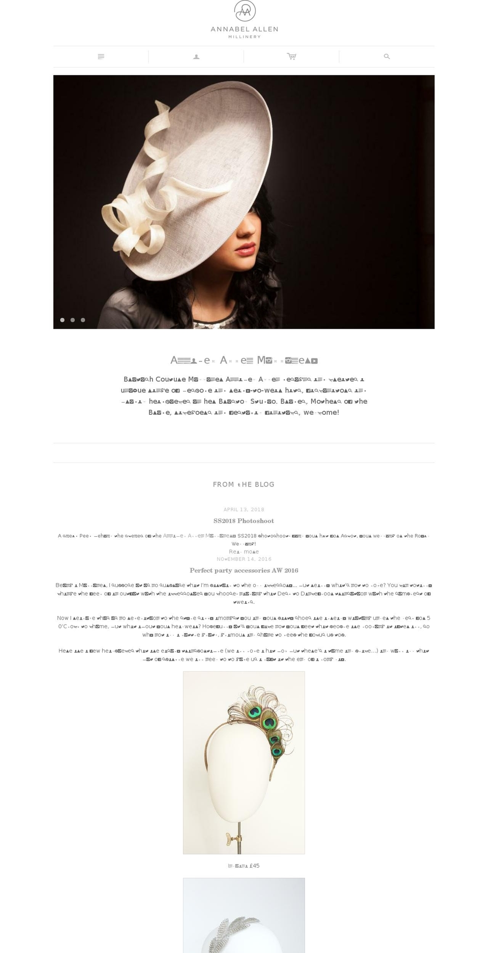 annabelallenmillinery.co.uk shopify website screenshot