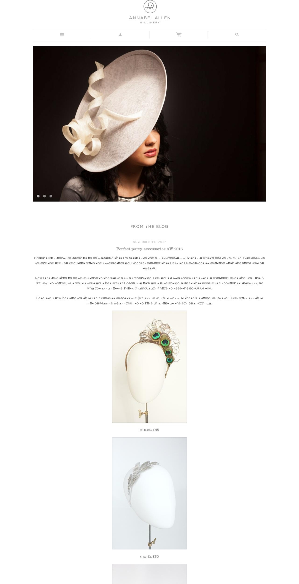 annabelallenmillinery.org shopify website screenshot