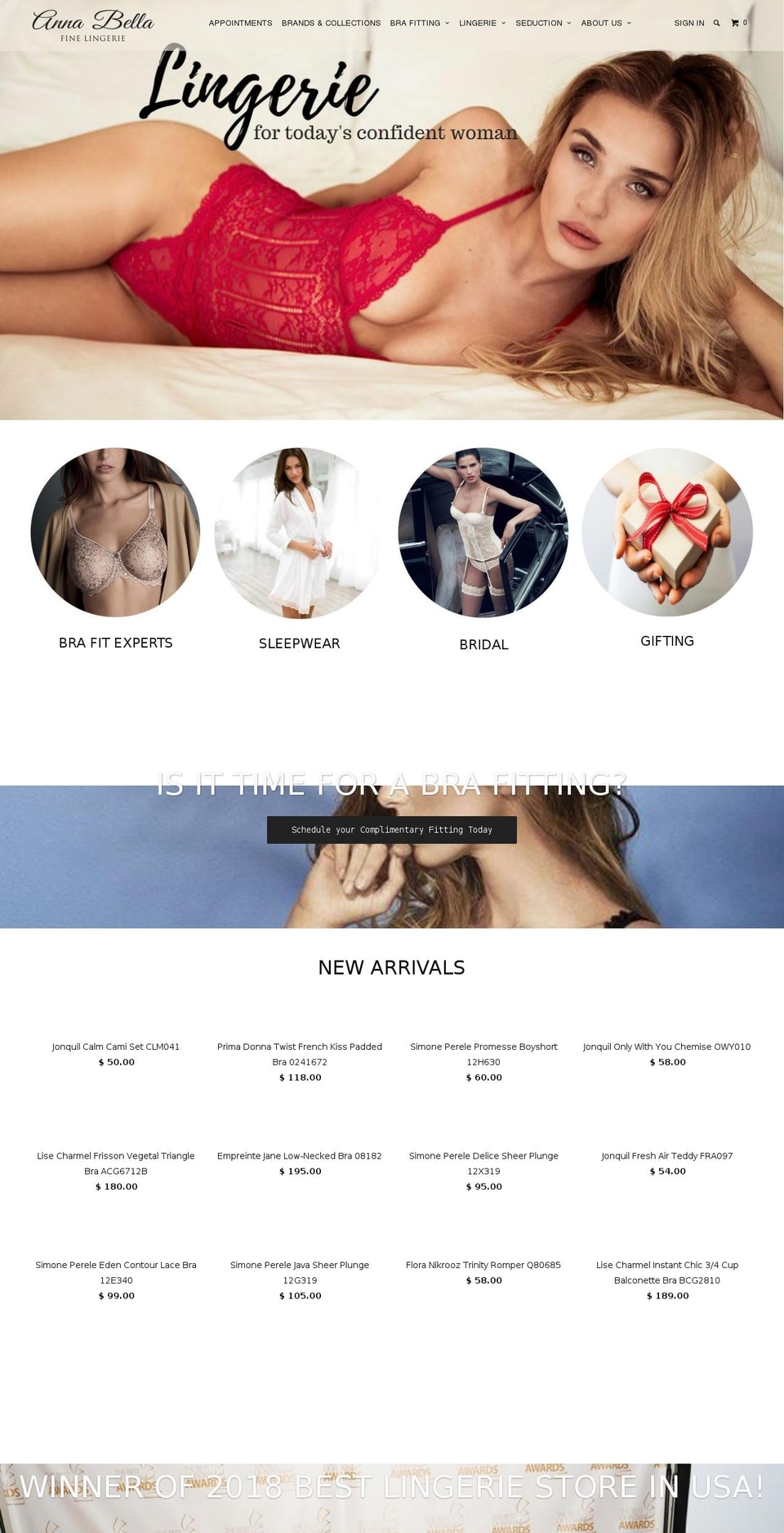 annabellafinelingerieonline.com — Shopify storefront screenshot