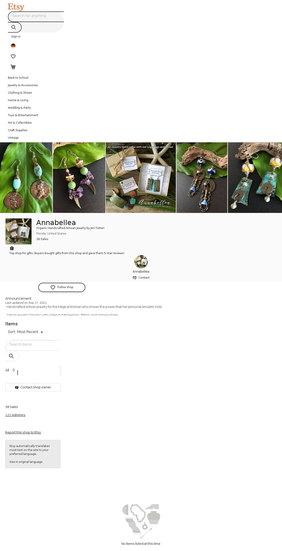 annabelleadesigns.com — Shopify storefront screenshot