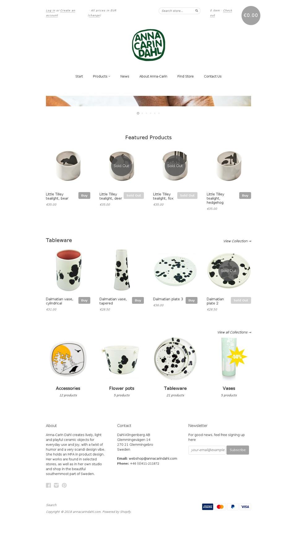 annacarindahl.com shopify website screenshot