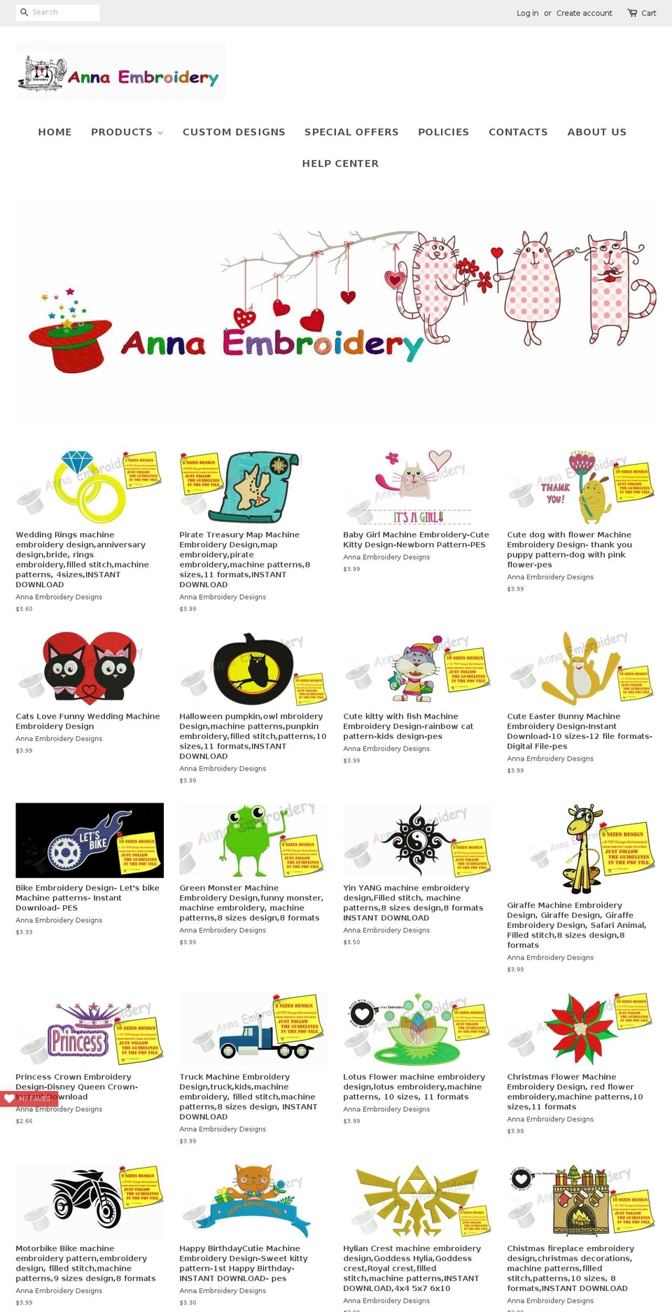 annaembroiderydesigns.com shopify website screenshot