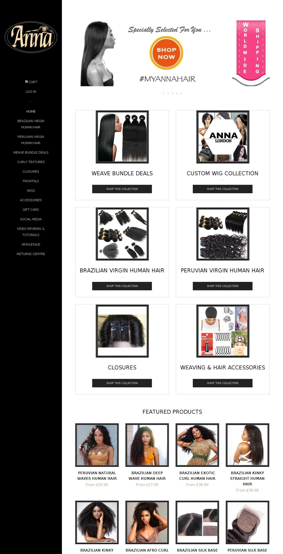 annahair.co.uk shopify website screenshot