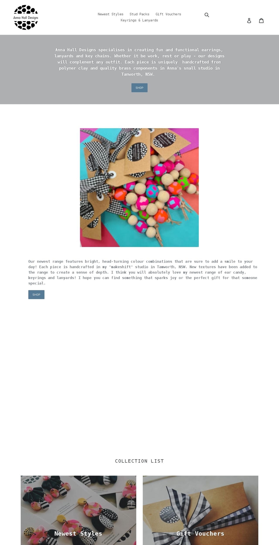 annahalldesigns.com shopify website screenshot