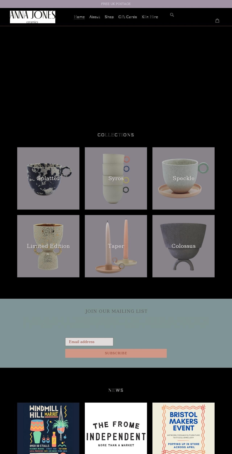 annajonesceramics.com shopify website screenshot