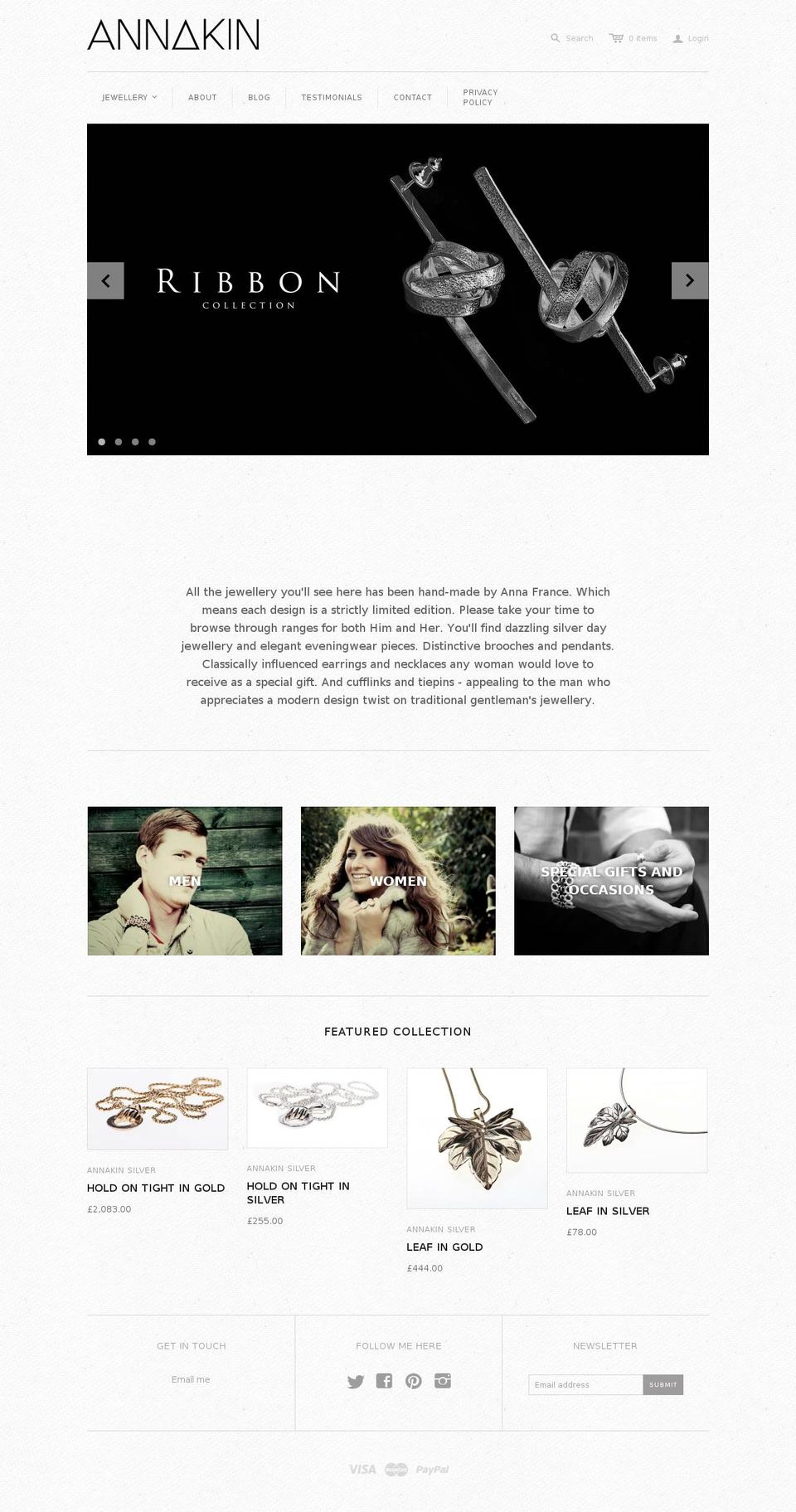 annakinsilver.co.uk shopify website screenshot