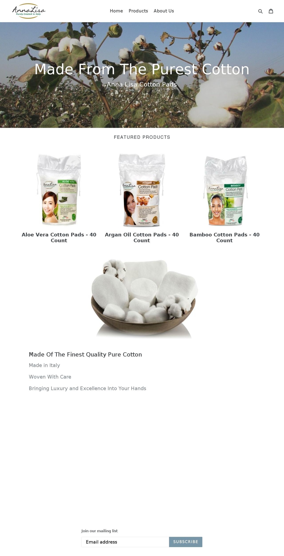 annalisacotton.com shopify website screenshot