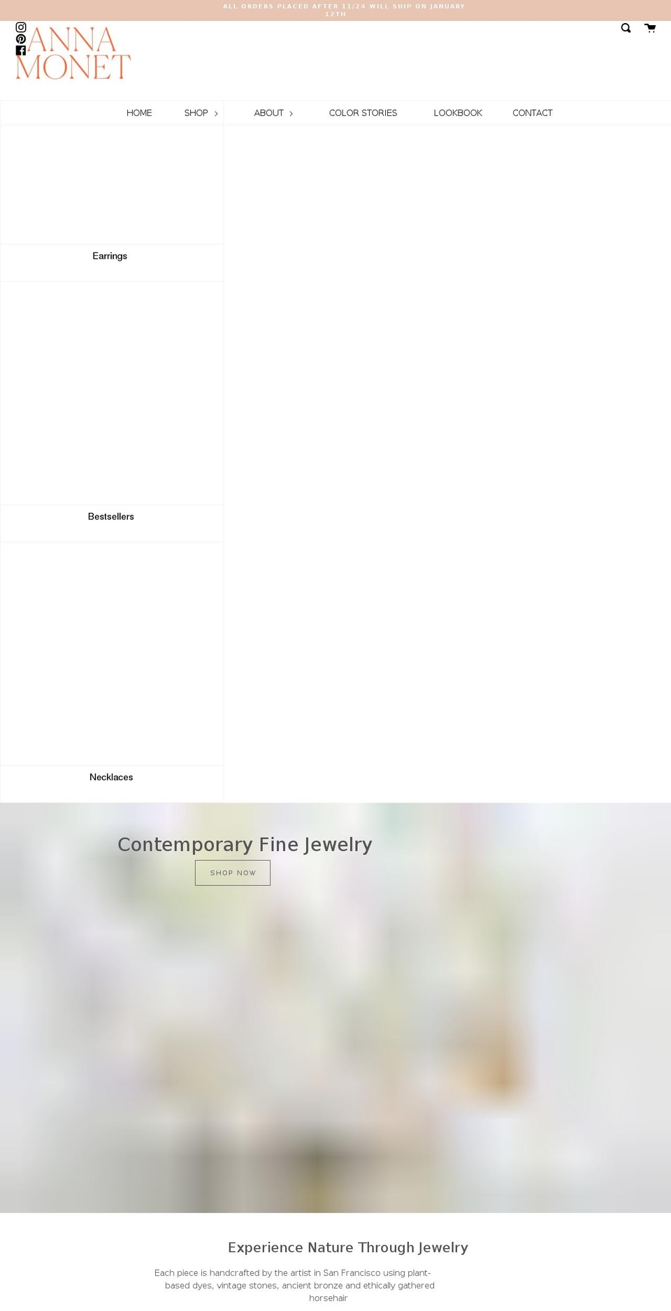 annamonetjewelry.com shopify website screenshot