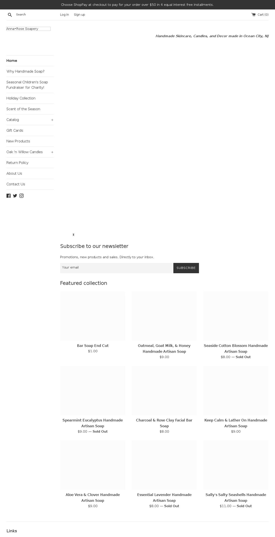 annarosesoapery.com shopify website screenshot