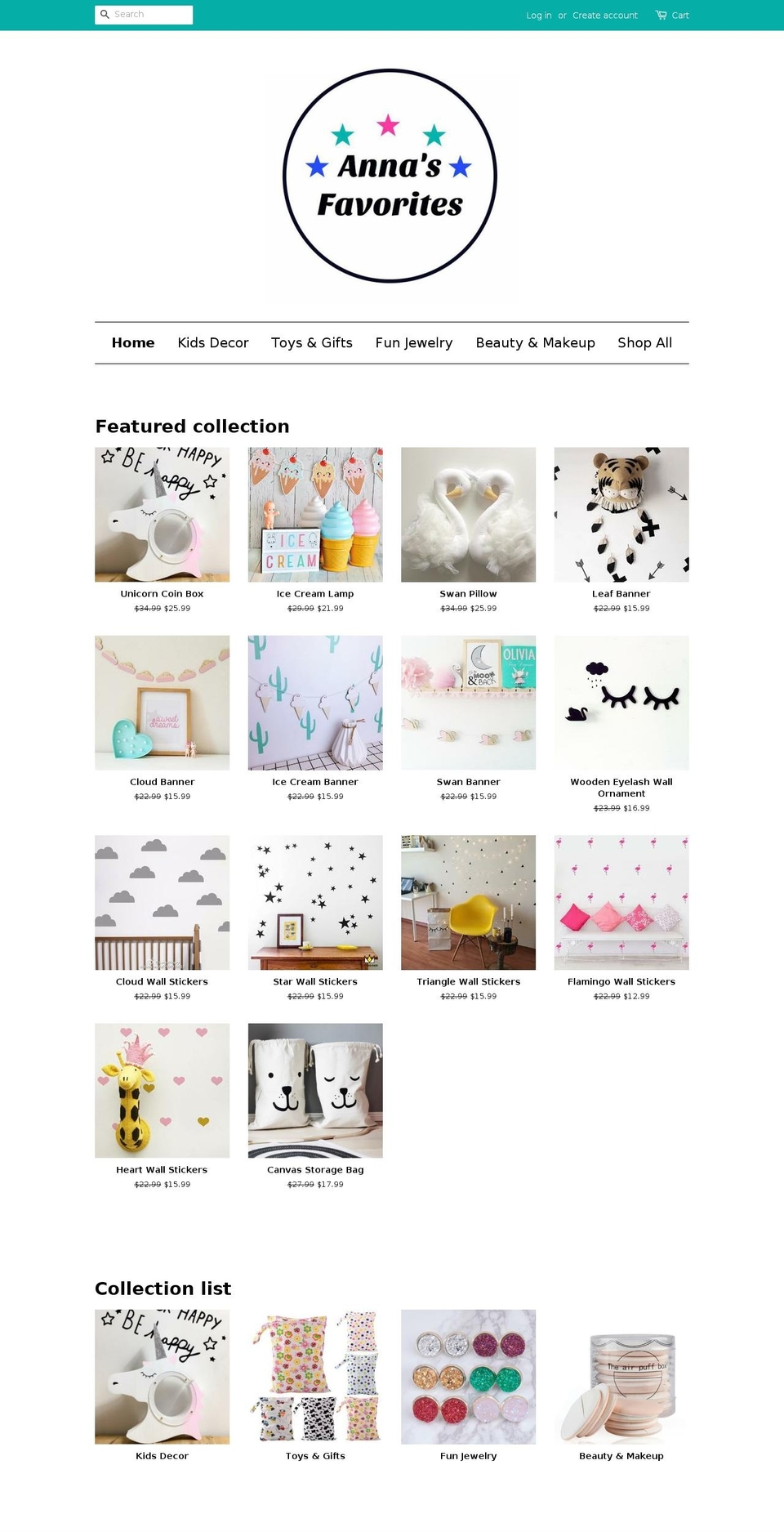 annasfavorites.com — Shopify storefront screenshot