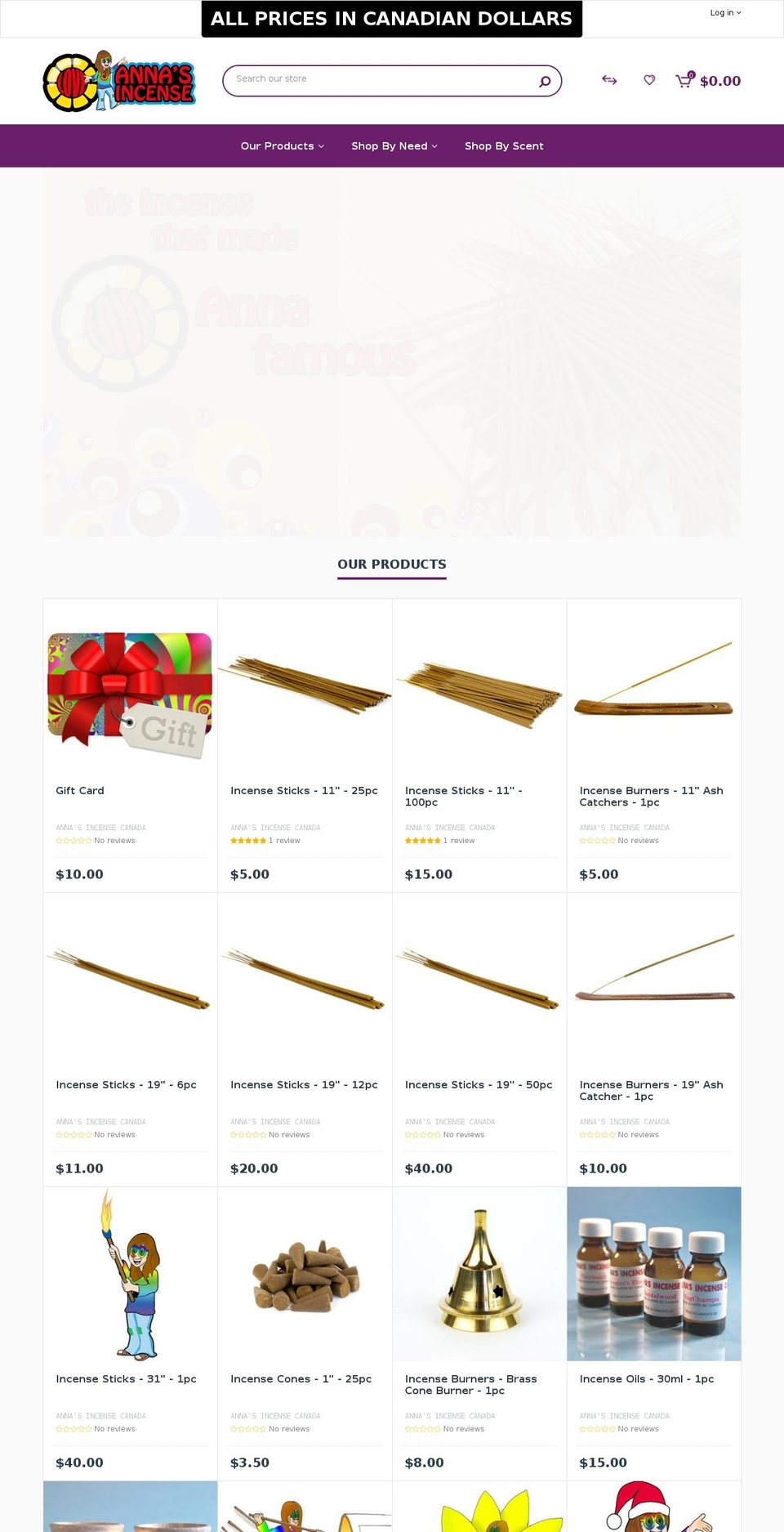 annasincense.ca shopify website screenshot