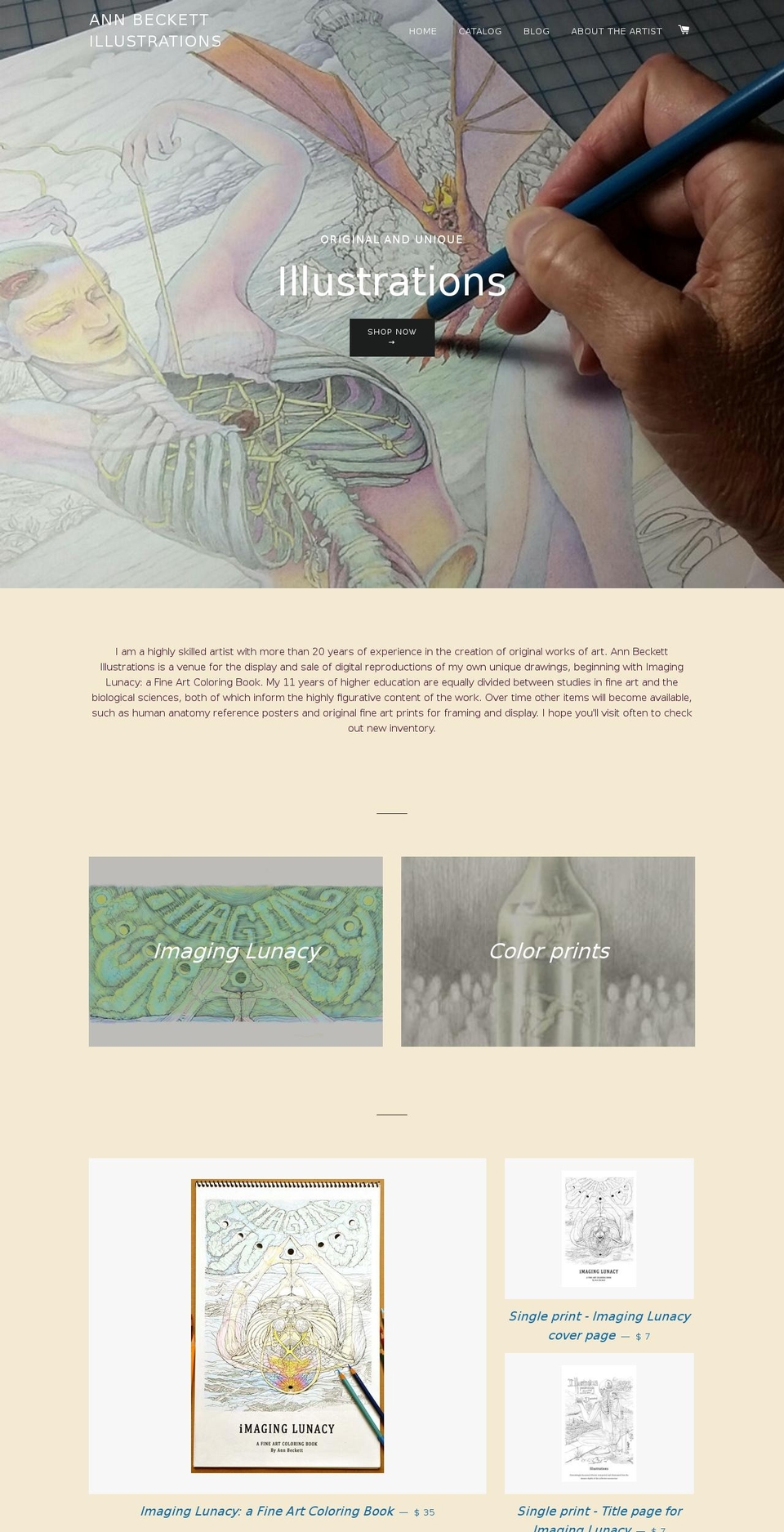 annbeckettillustrations.com shopify website screenshot