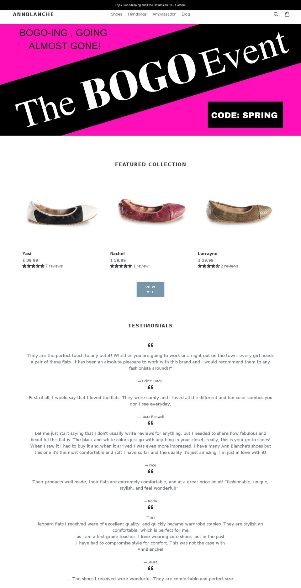 annblanche.com shopify website screenshot