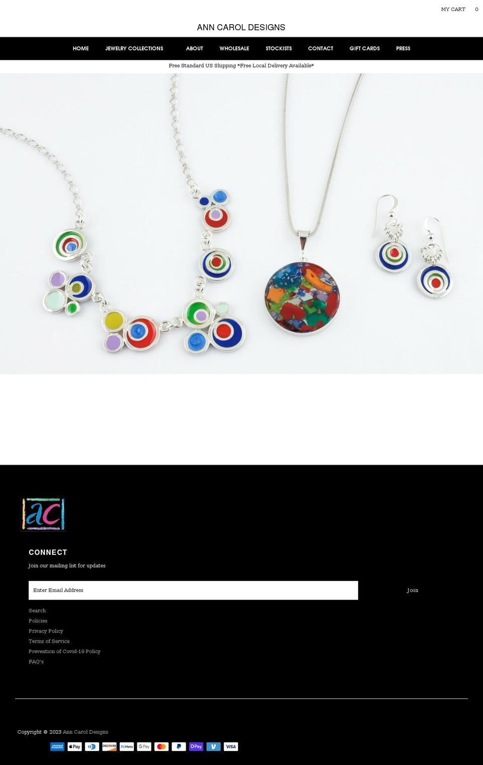 anncaroldesigns.com shopify website screenshot
