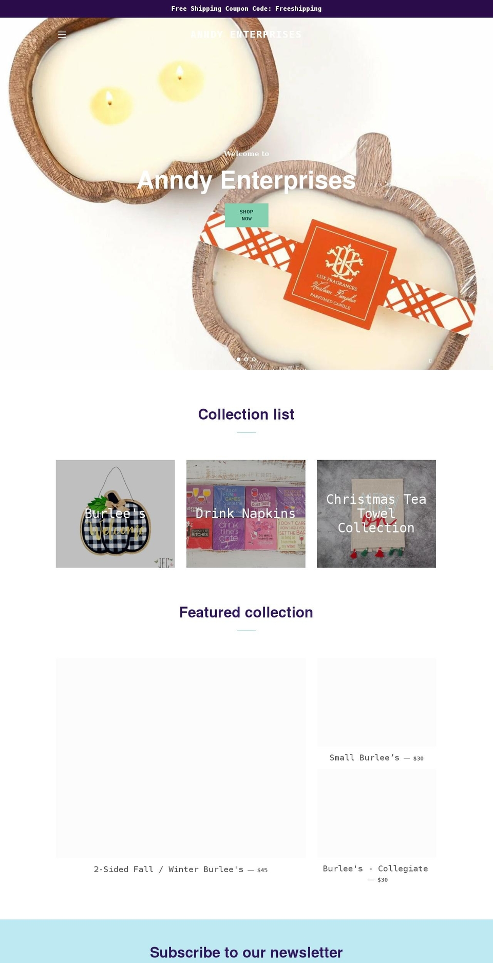 anndyenterprises.com — Shopify storefront screenshot