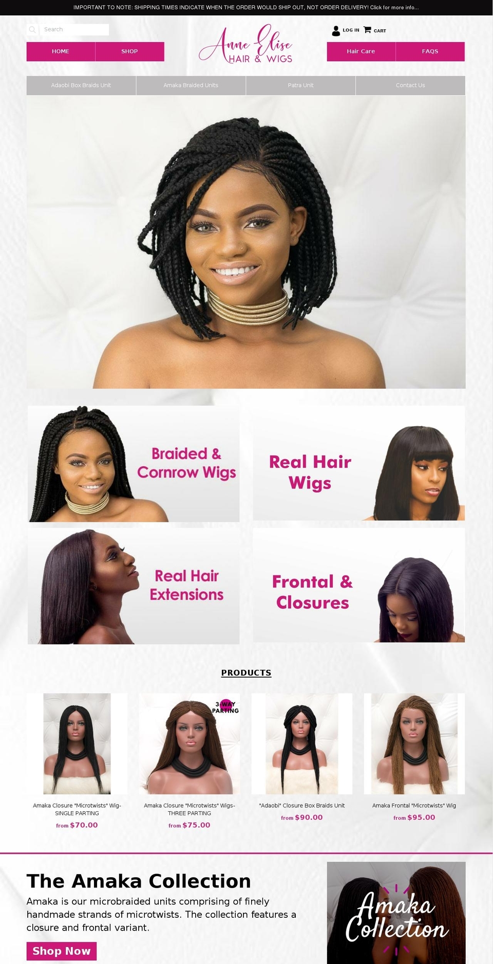 anneelisebraids.com — Shopify storefront screenshot