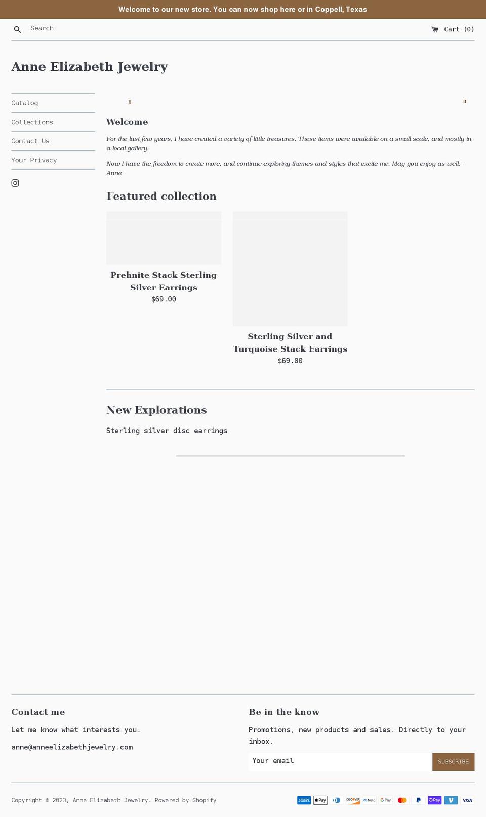 anneelizabethjewelry.com shopify website screenshot