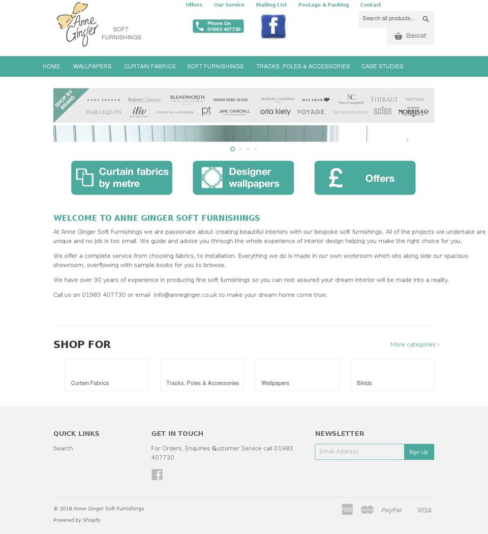 anneginger.co.uk shopify website screenshot