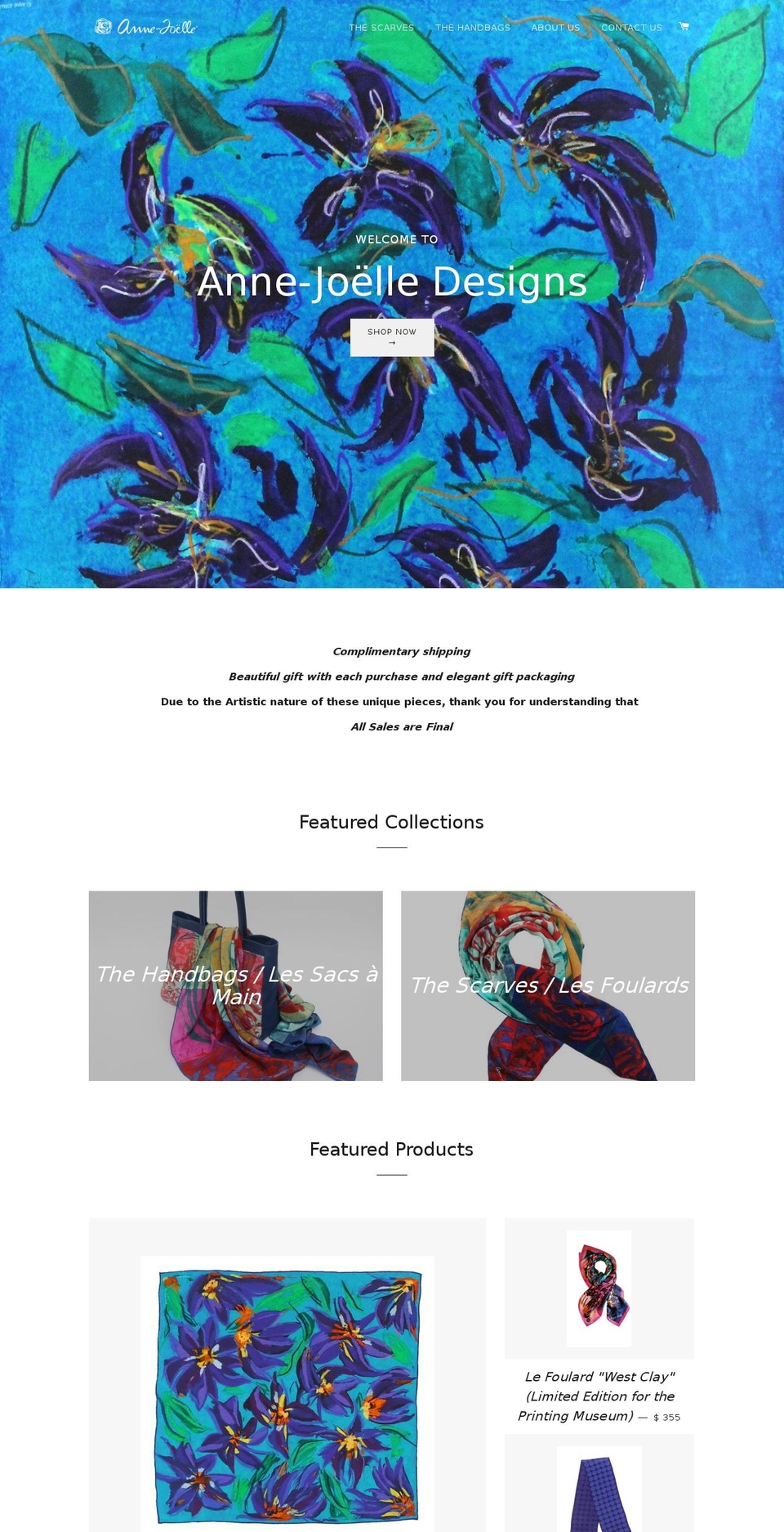 annejoelledesigns.com — Shopify storefront screenshot