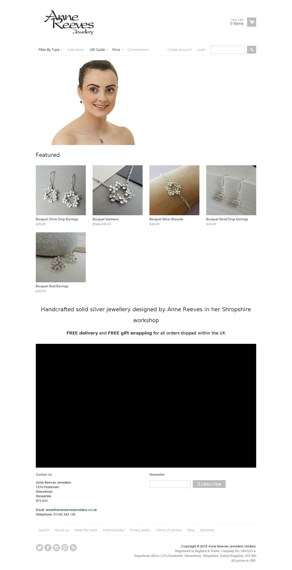 annereevesjewellery.co.uk shopify website screenshot