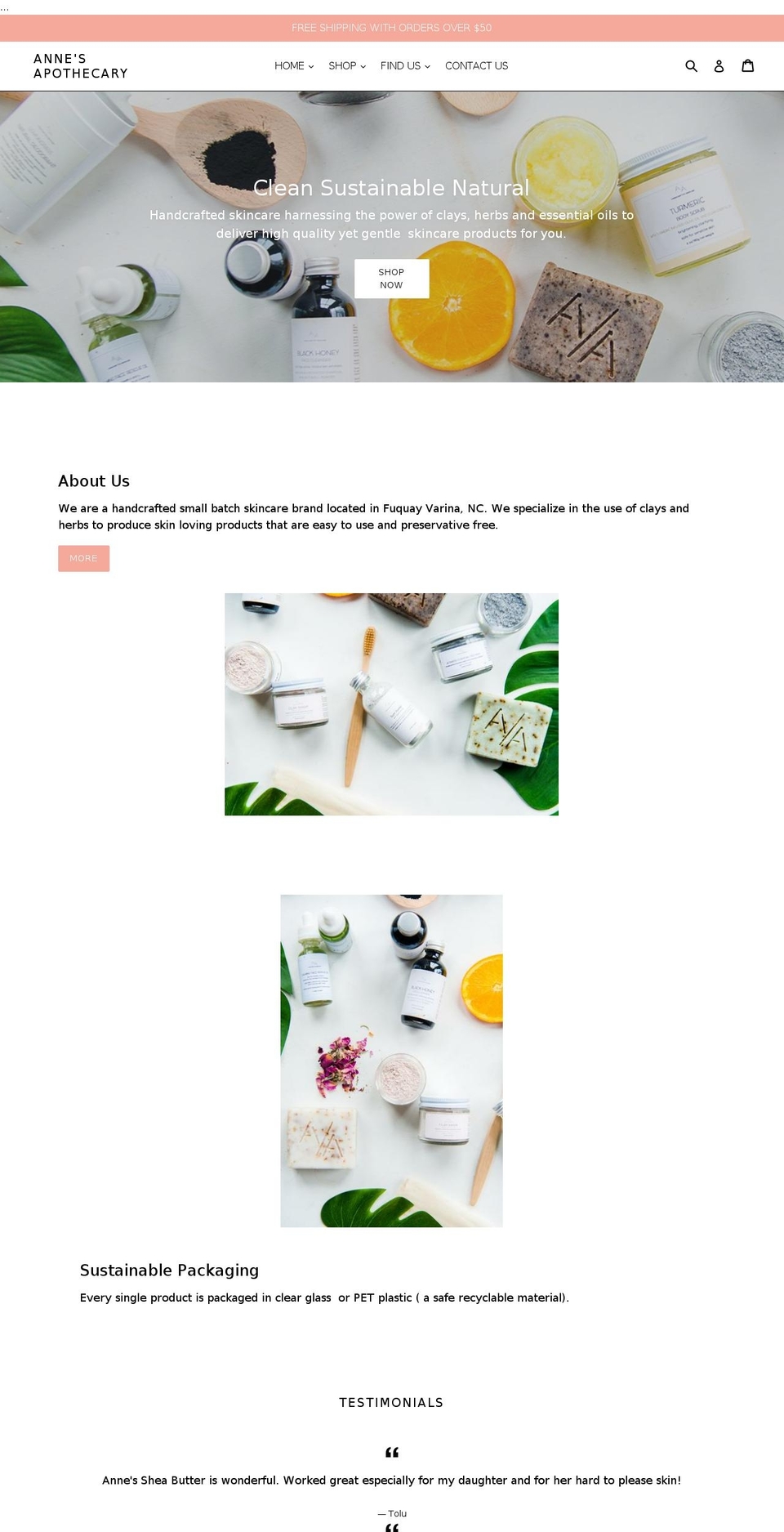 annesapothecary.com shopify website screenshot
