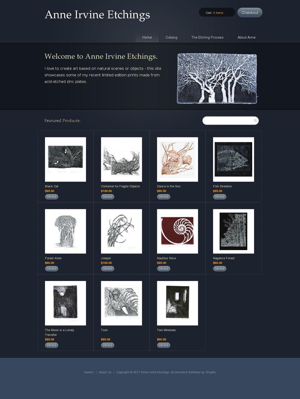 mono Shopify theme site example annesetchings.com