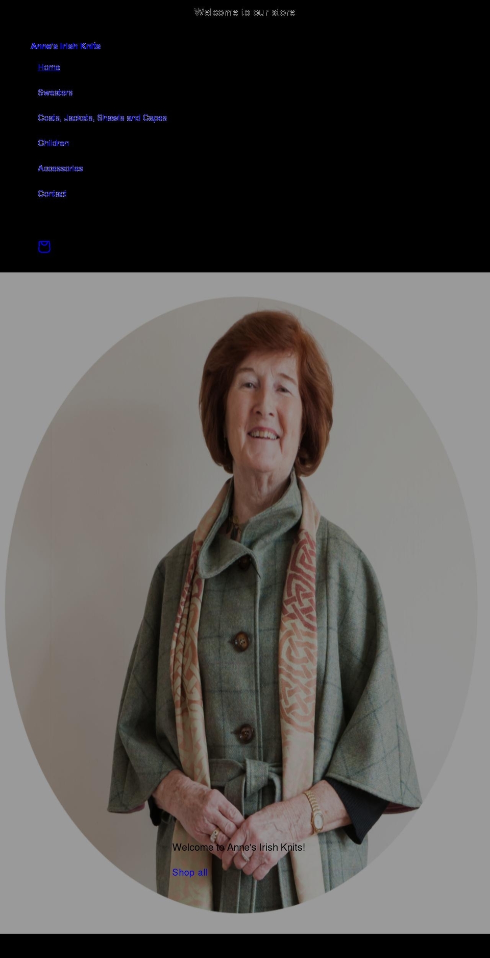 annesirishknits.com shopify website screenshot
