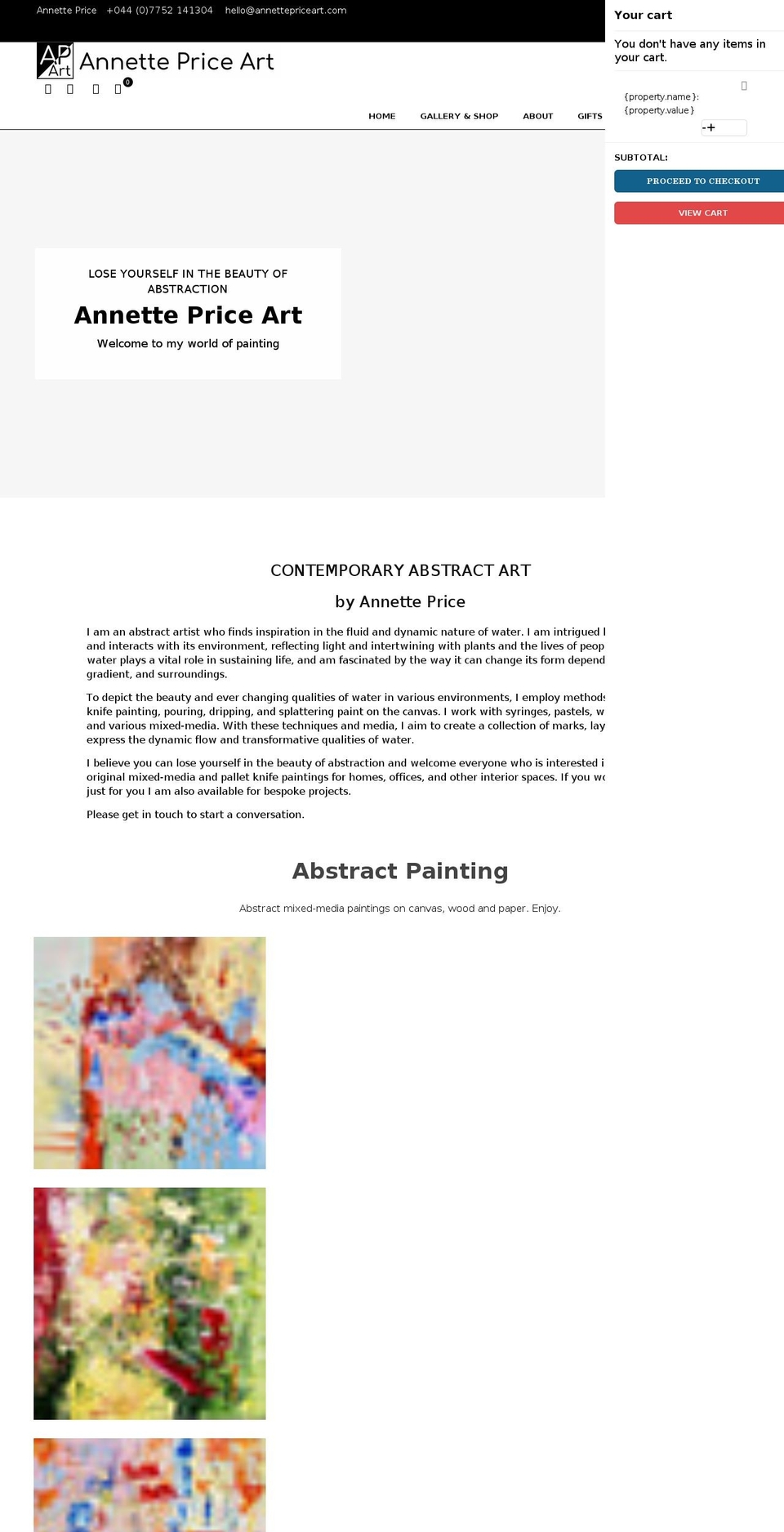 annettepriceart.com shopify website screenshot