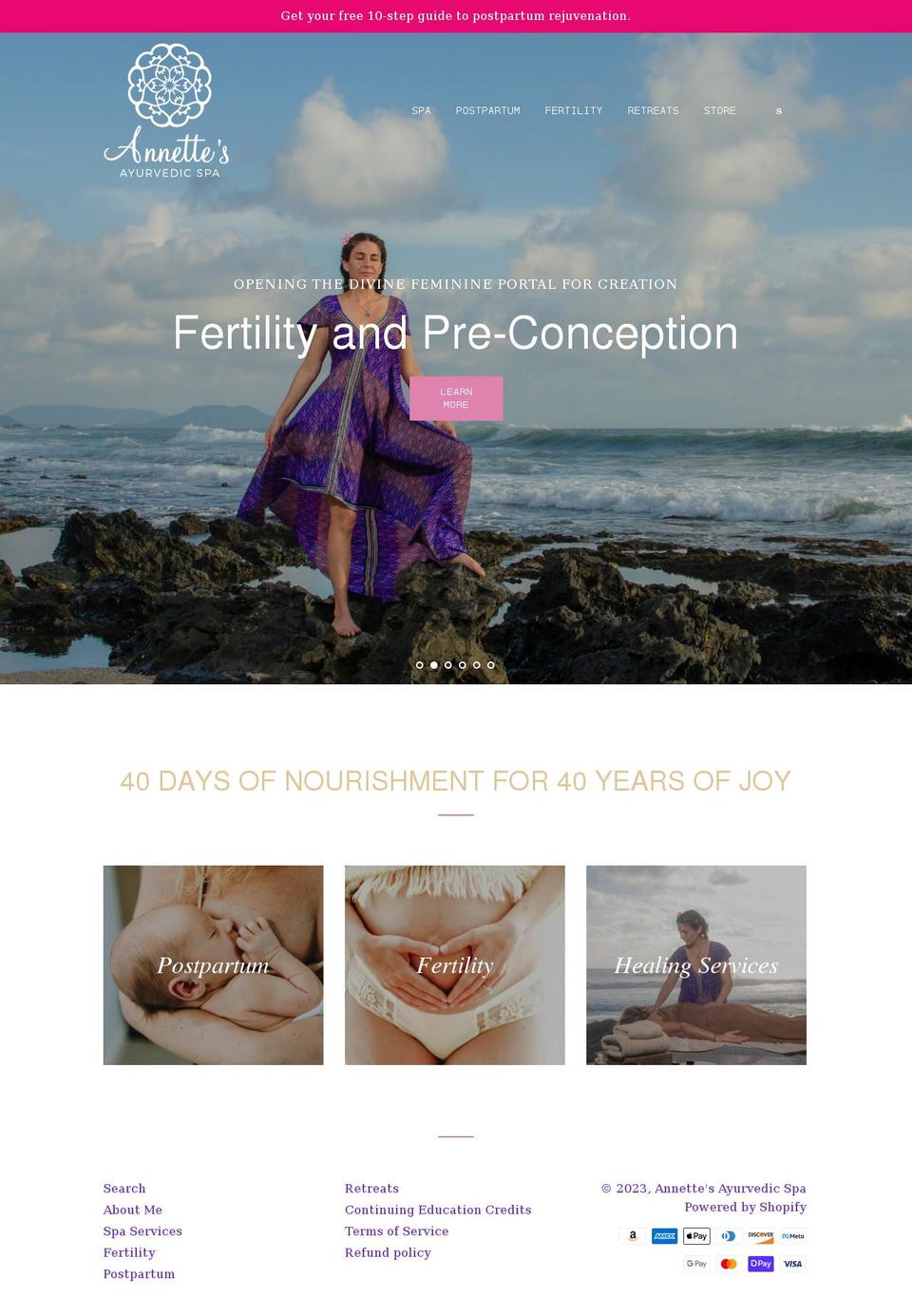 annettespa.com shopify website screenshot
