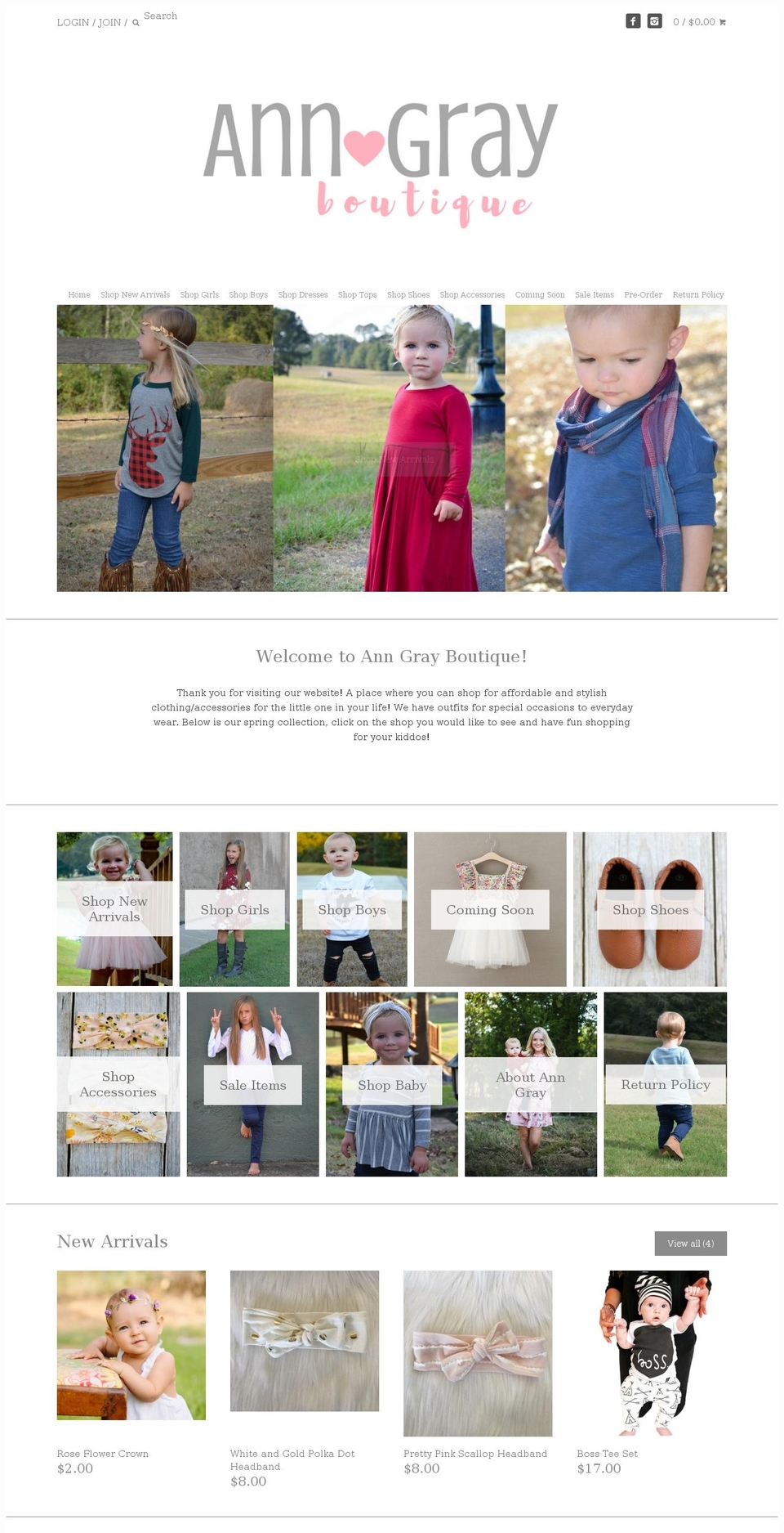 anngrayboutique.com shopify website screenshot