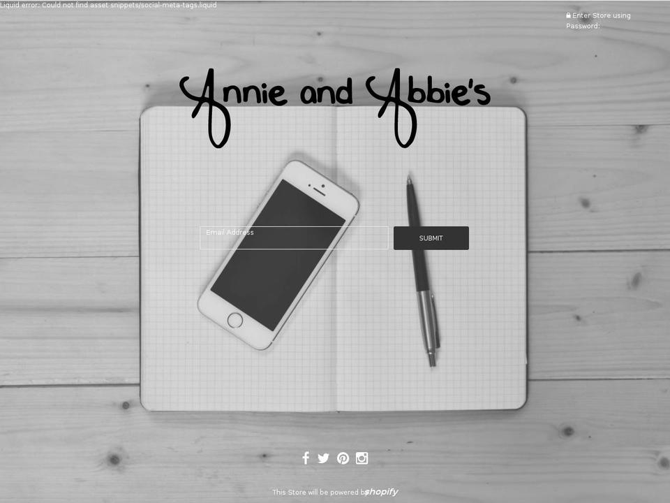 annieandabbies.com — Shopify storefront screenshot