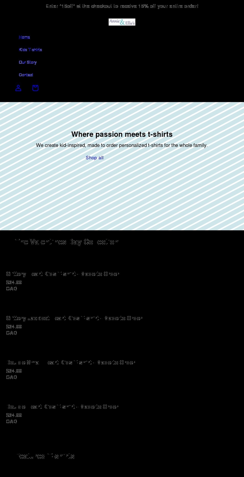 annieandellies.com shopify website screenshot