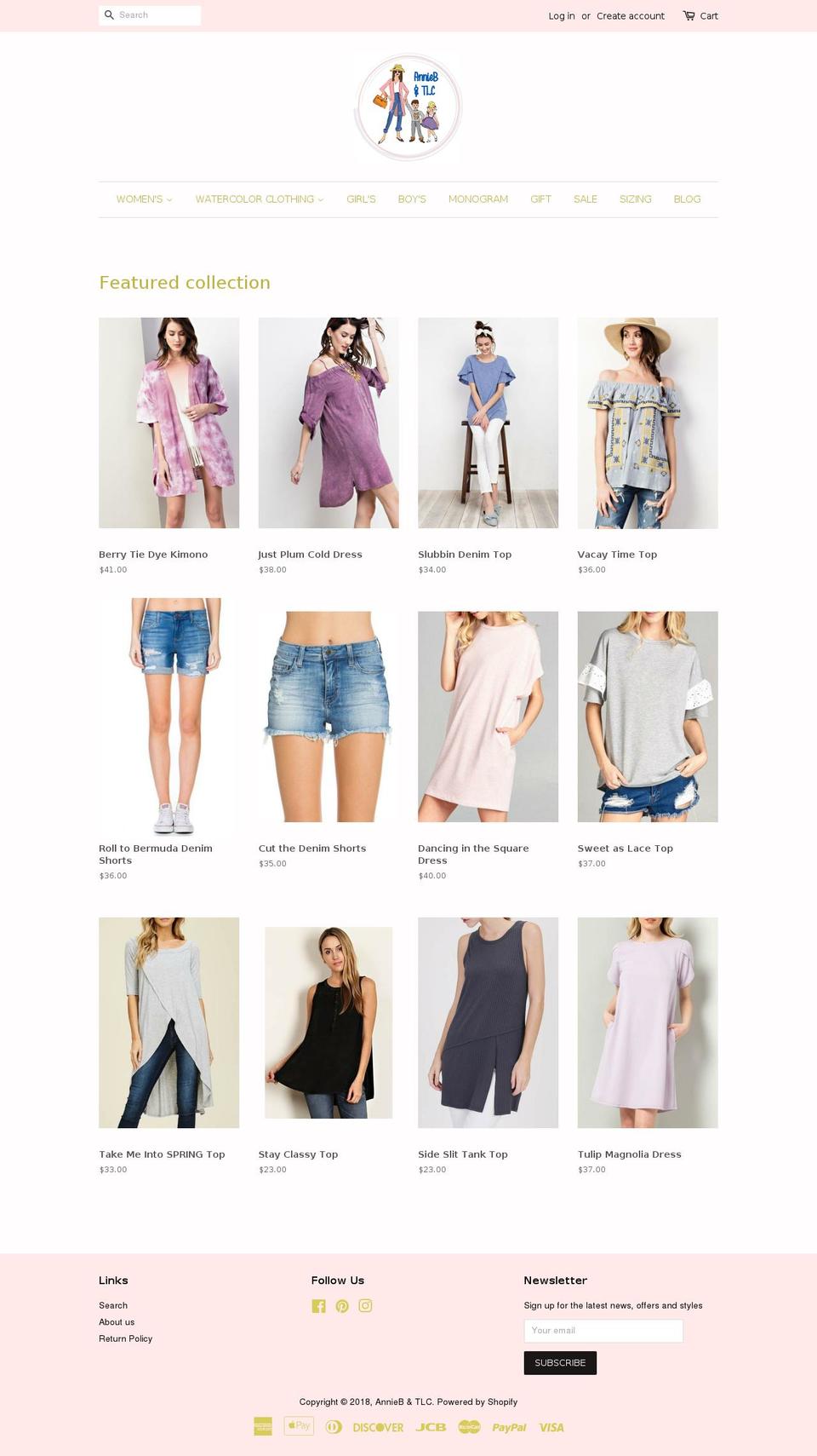 anniebandtlc.com shopify website screenshot