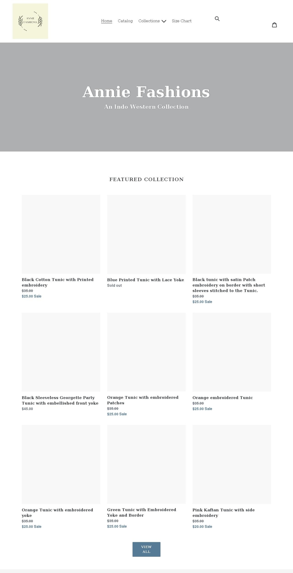 anniefashions.com shopify website screenshot