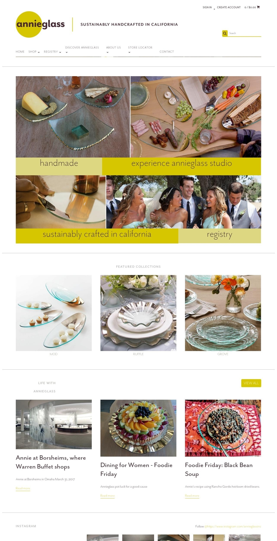 annieglass.com shopify website screenshot