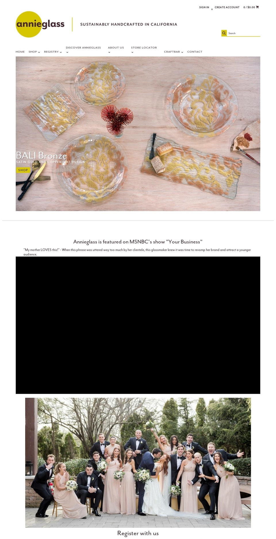 annieglassstores.com — Shopify storefront screenshot