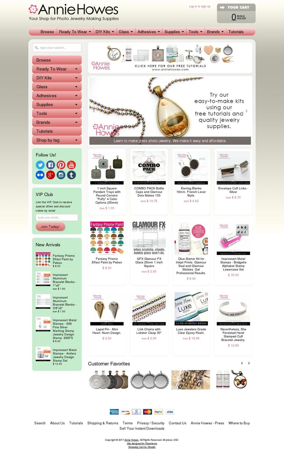 anniehowesjewelrykits.com shopify website screenshot