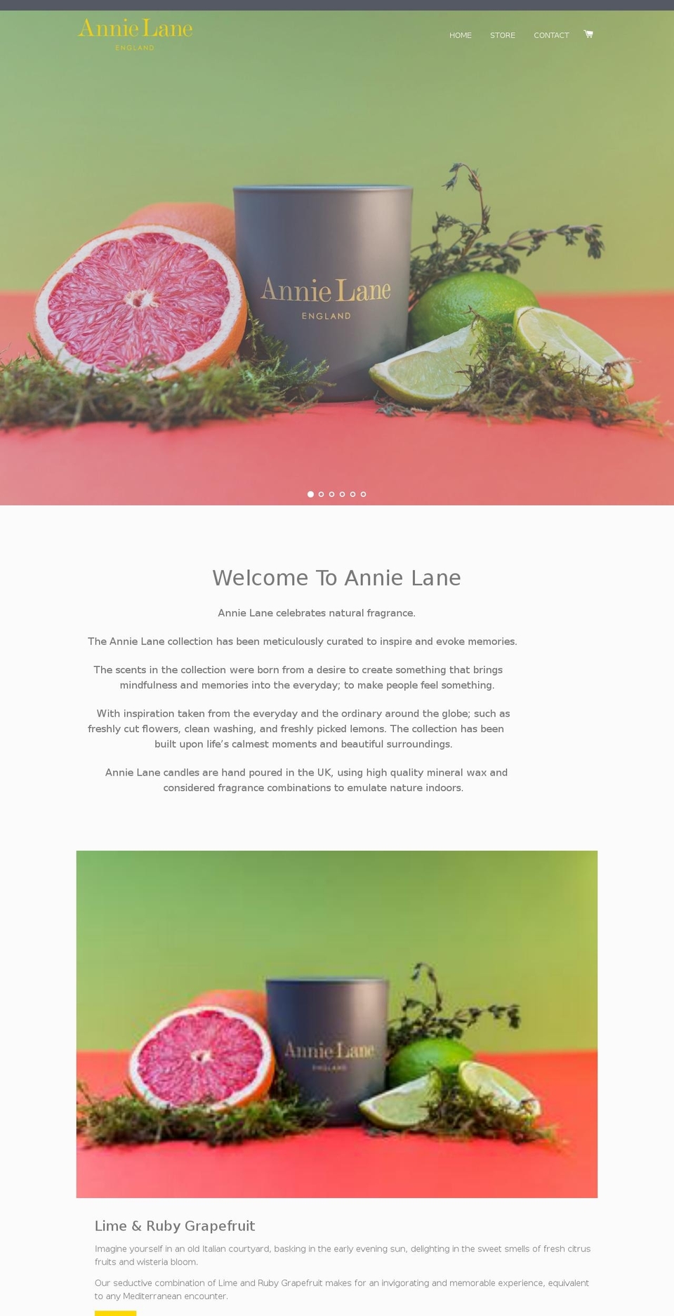 annielanecandles.com shopify website screenshot