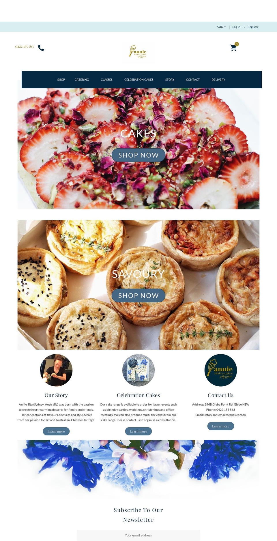 Organie Flower Shopify theme site example anniemakescakes.com.au