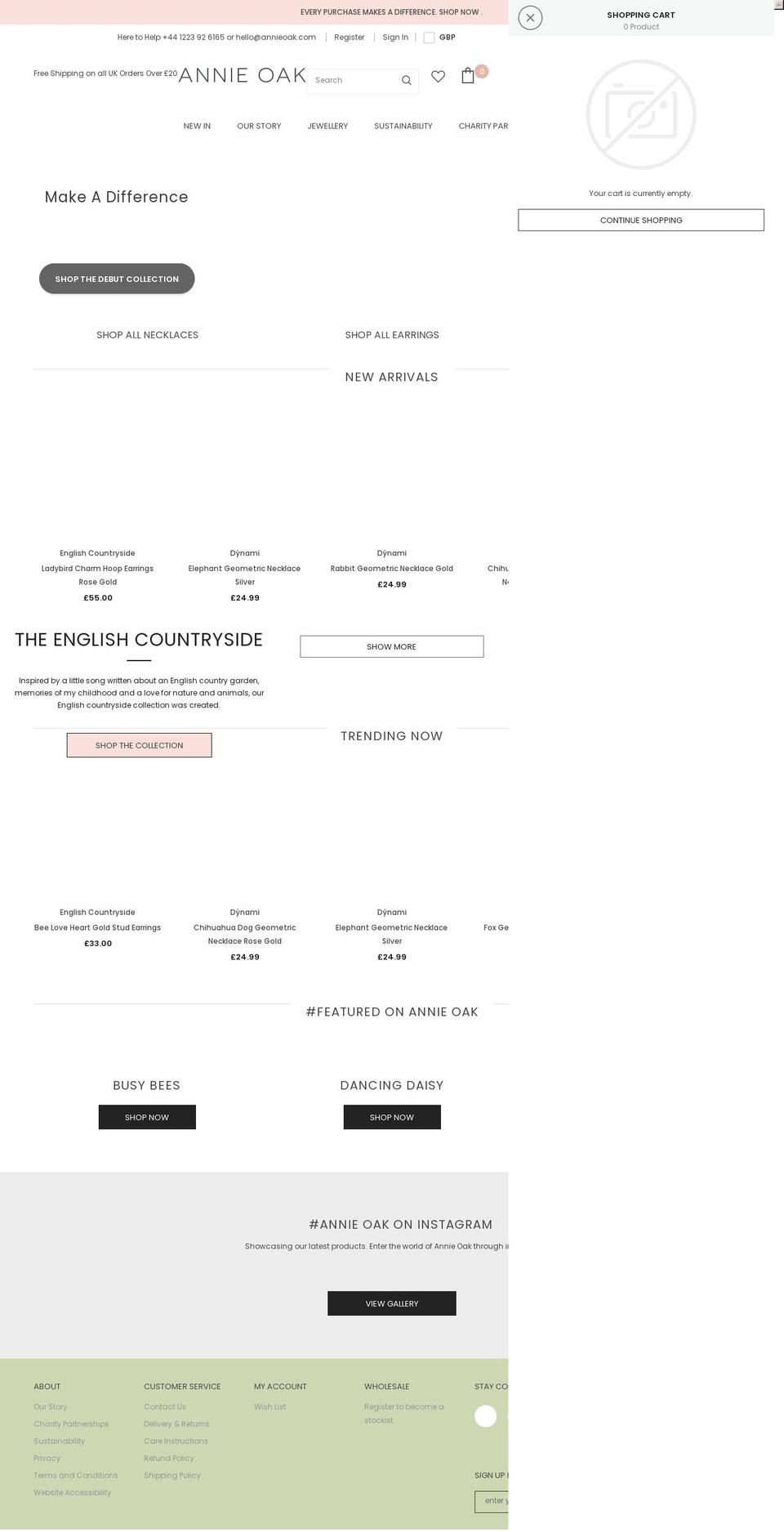 annieoak.com shopify website screenshot