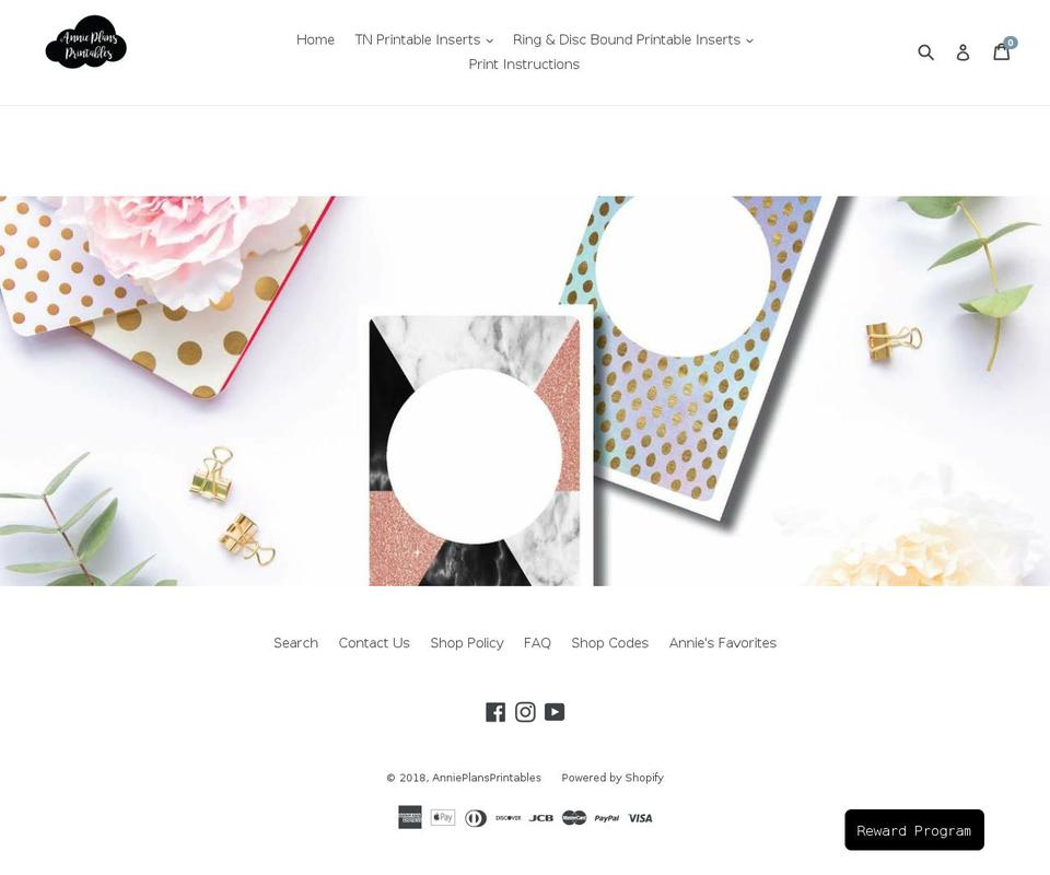 annieplansprintables.com — Shopify storefront screenshot