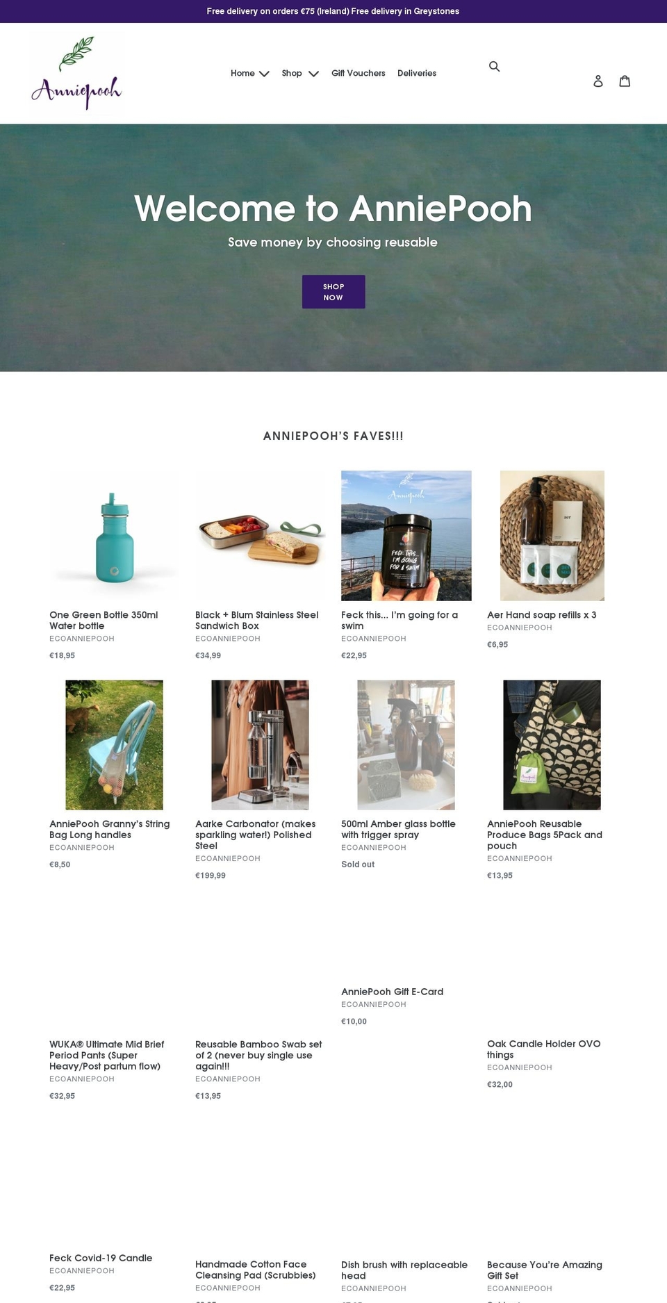 anniepooh.ie shopify website screenshot