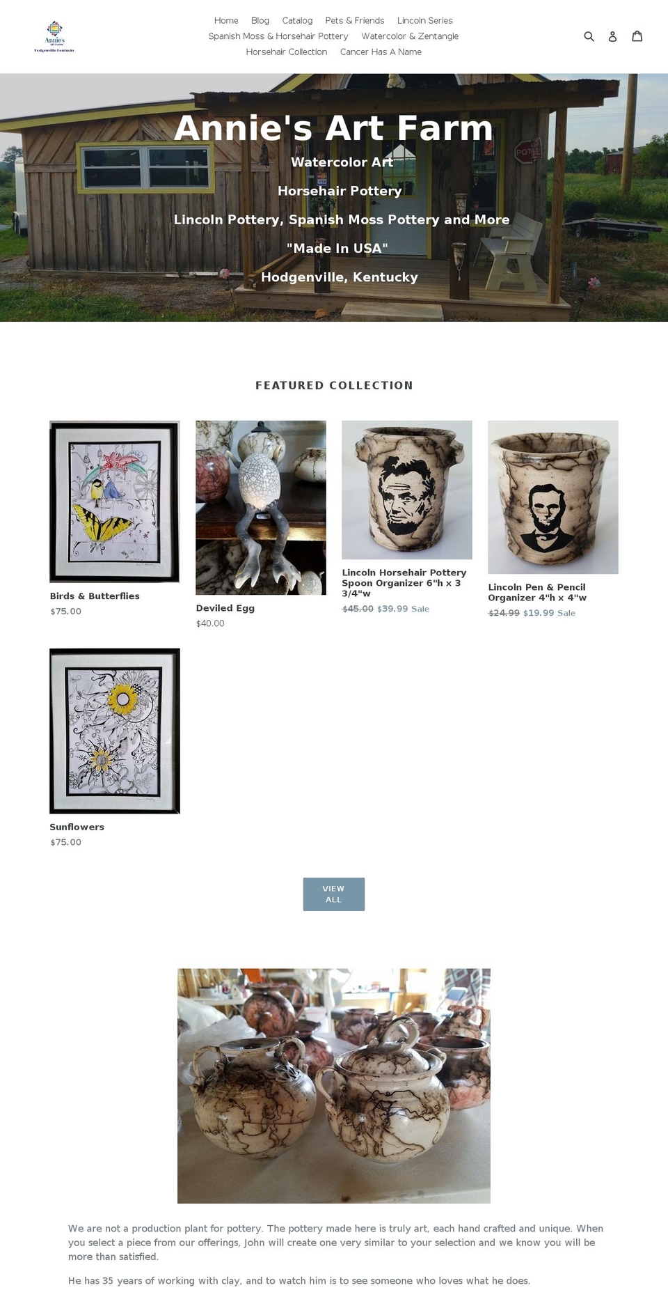 anniesartfarm.com shopify website screenshot