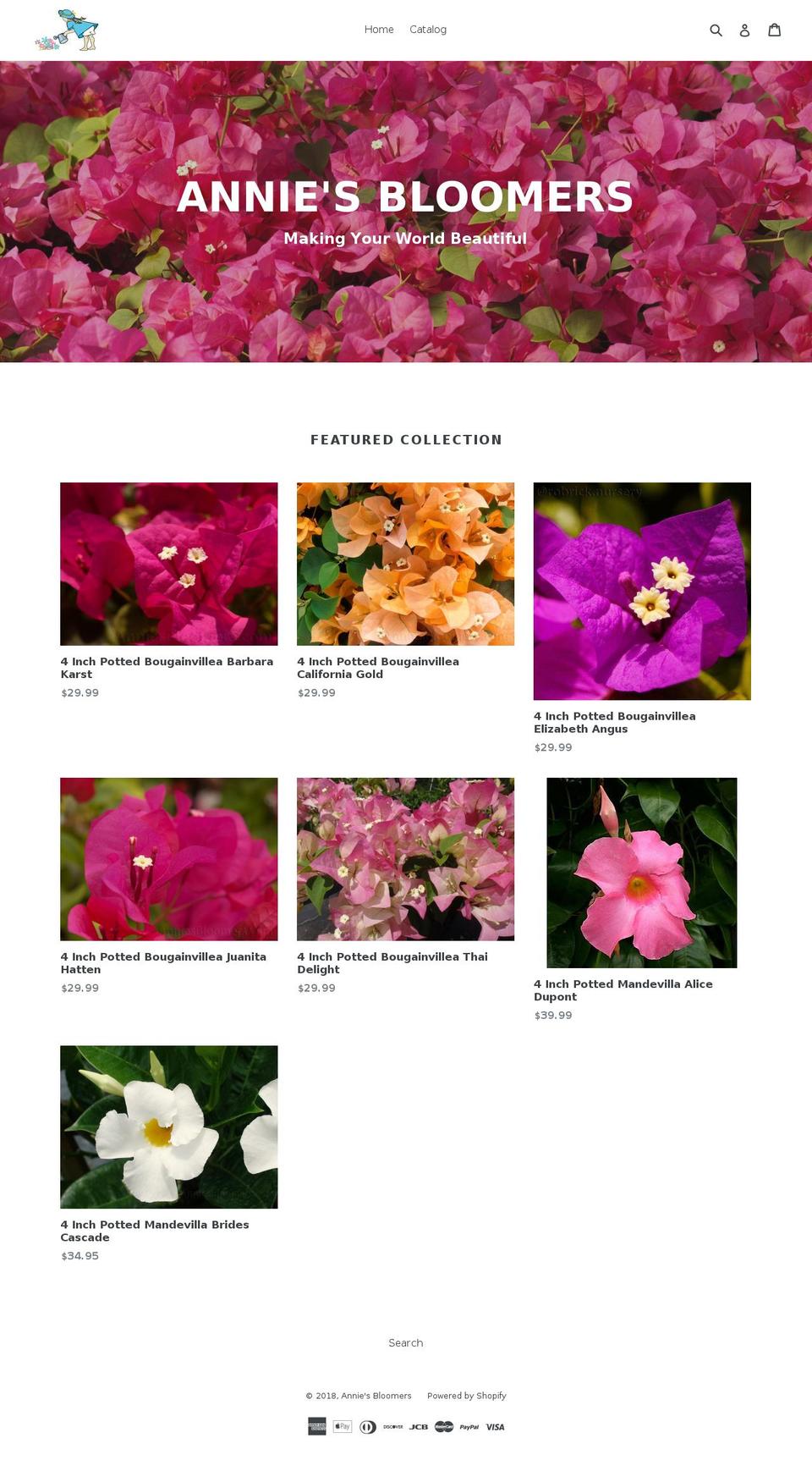 anniesbloomers.com — Shopify storefront screenshot