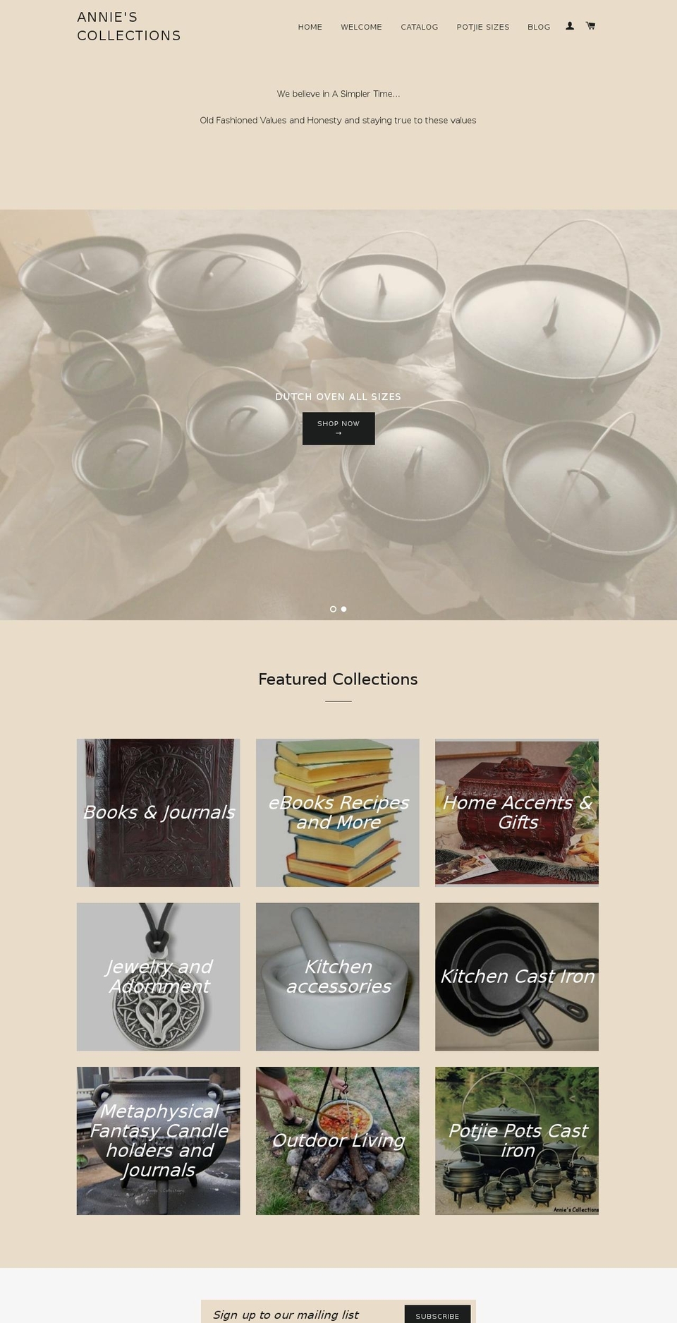 anniescollections.com shopify website screenshot