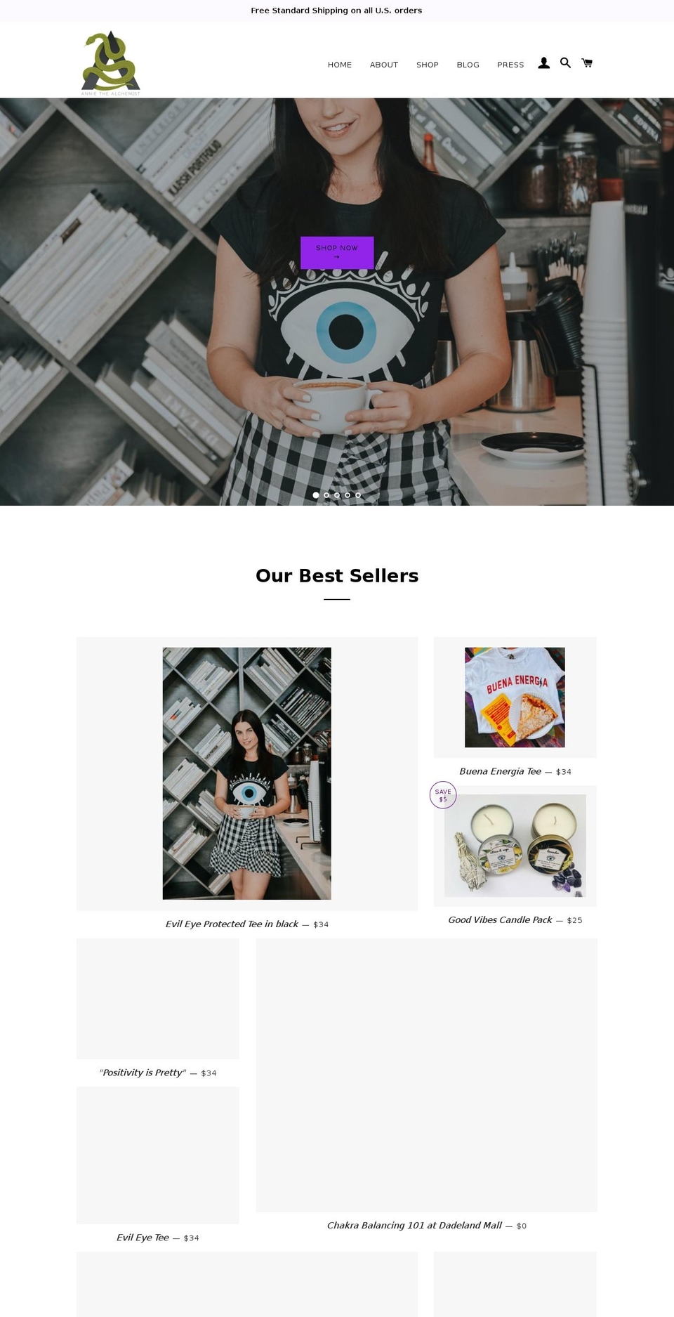 anniethealchemist.com shopify website screenshot