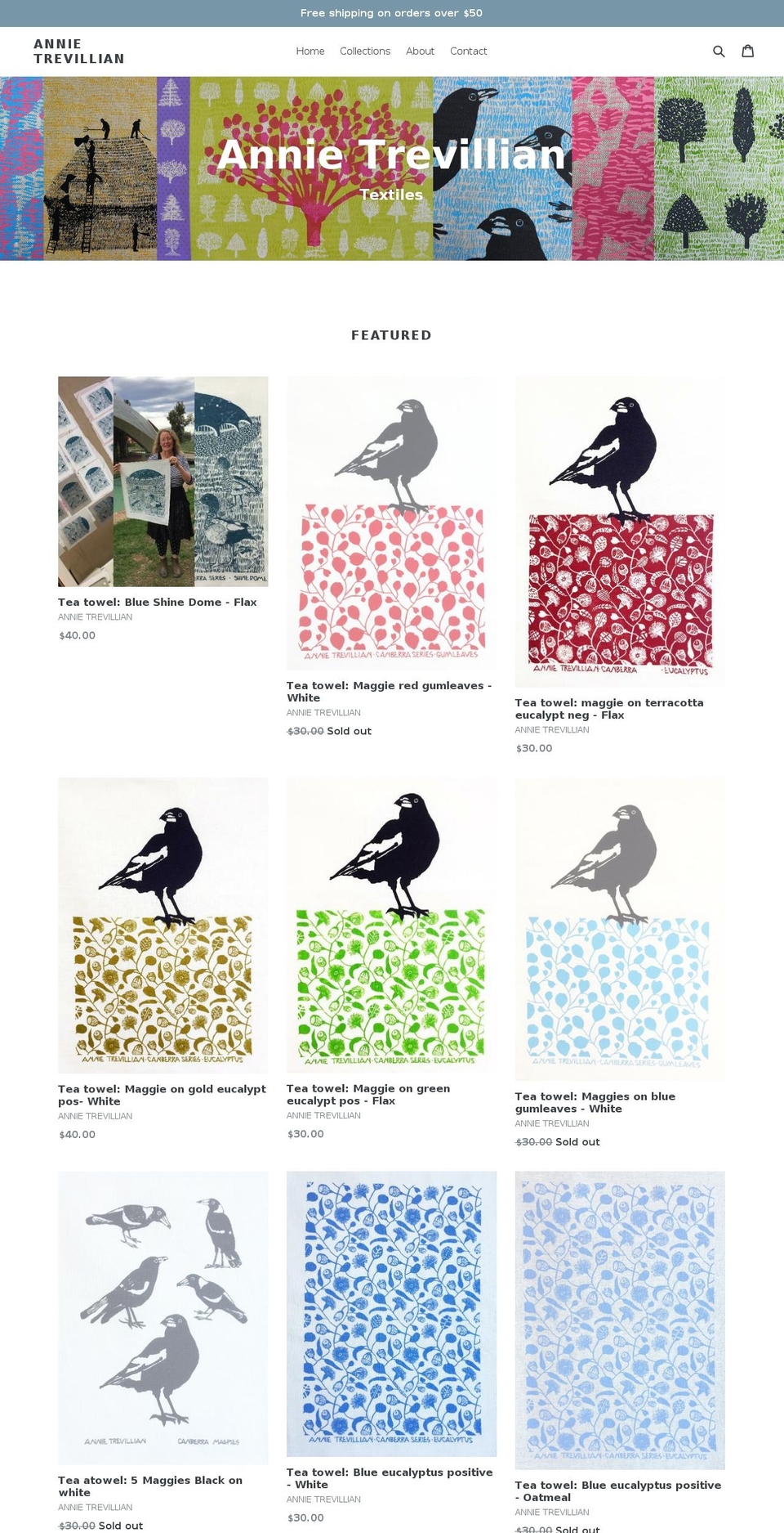 annietrevillian.com — Shopify storefront screenshot