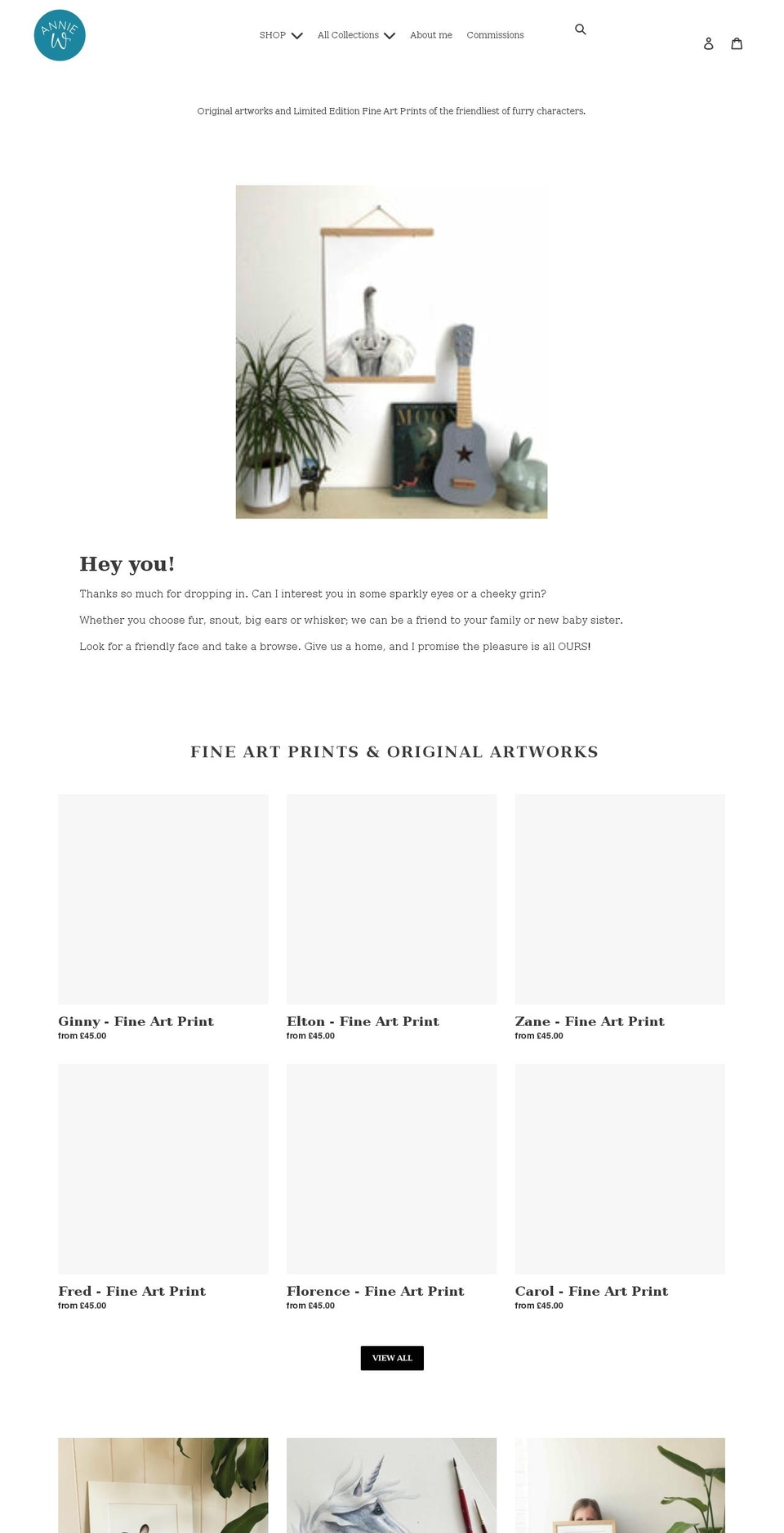 anniewainwright.com shopify website screenshot