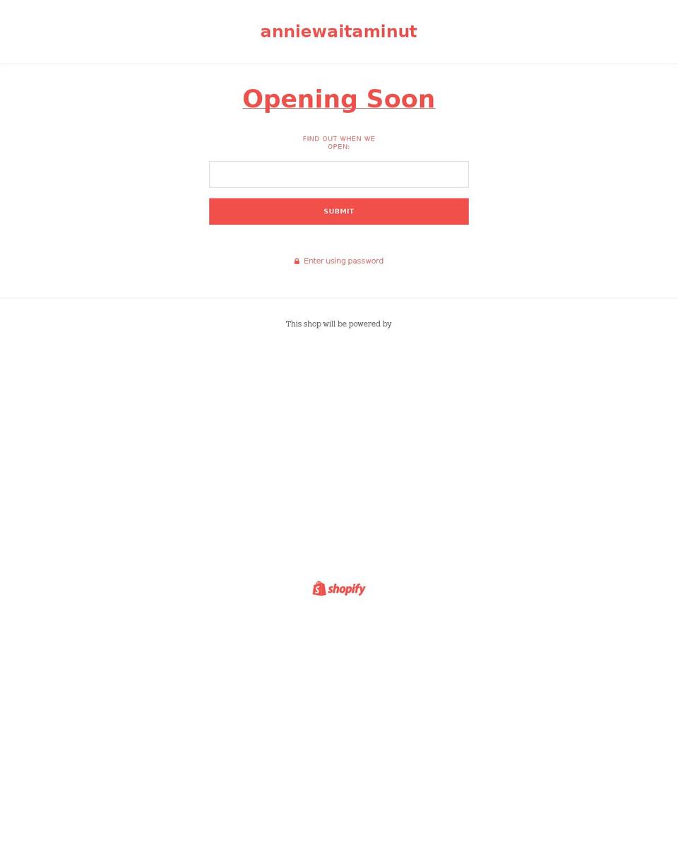 anniewaitaminute.com — Shopify storefront screenshot